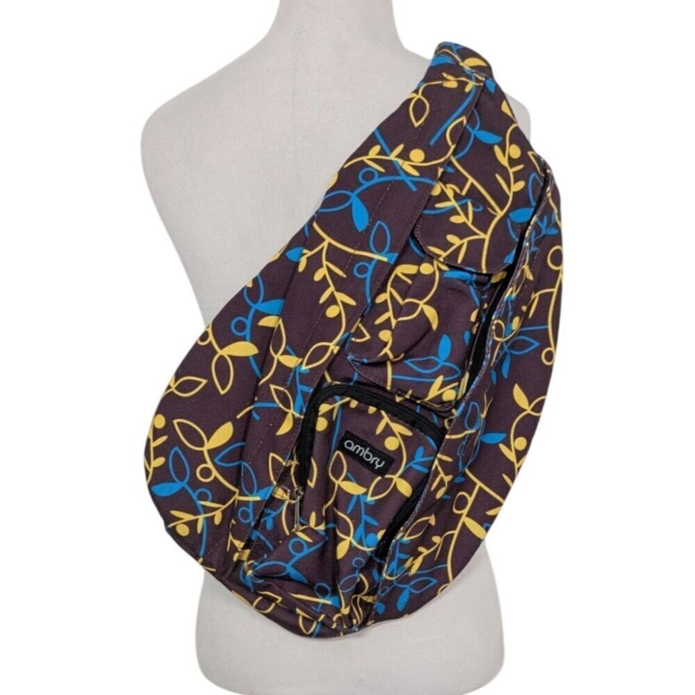 Ambry Floral Sling Bag Purple Crossbody Shoulder Purse Adjustable Backpack